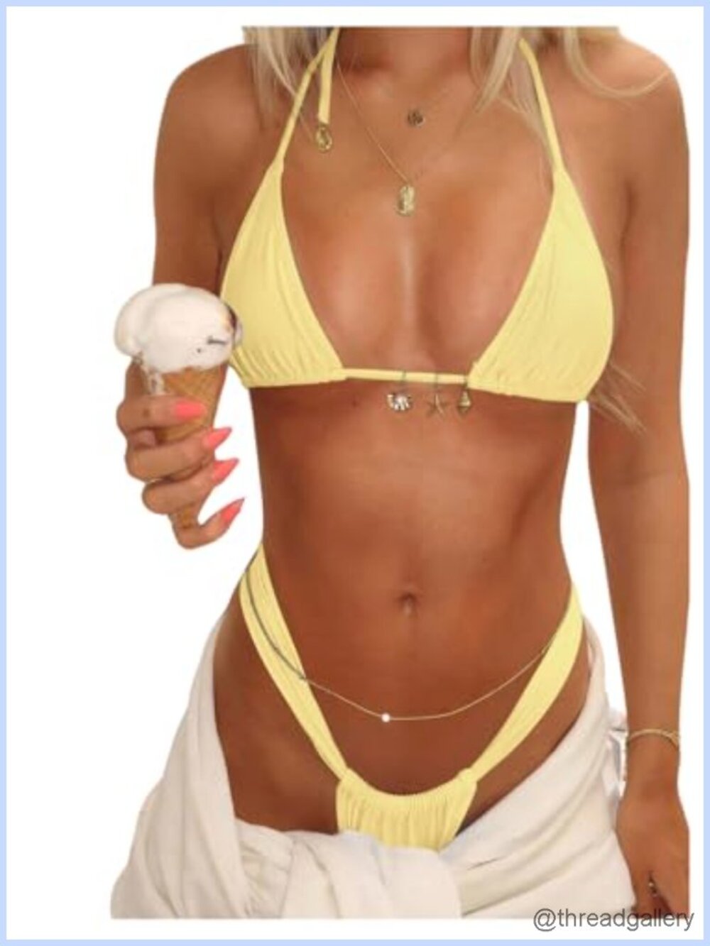 Women's Halter Neck Triangle Bikini Set, Cheeky High Cut Two Piece